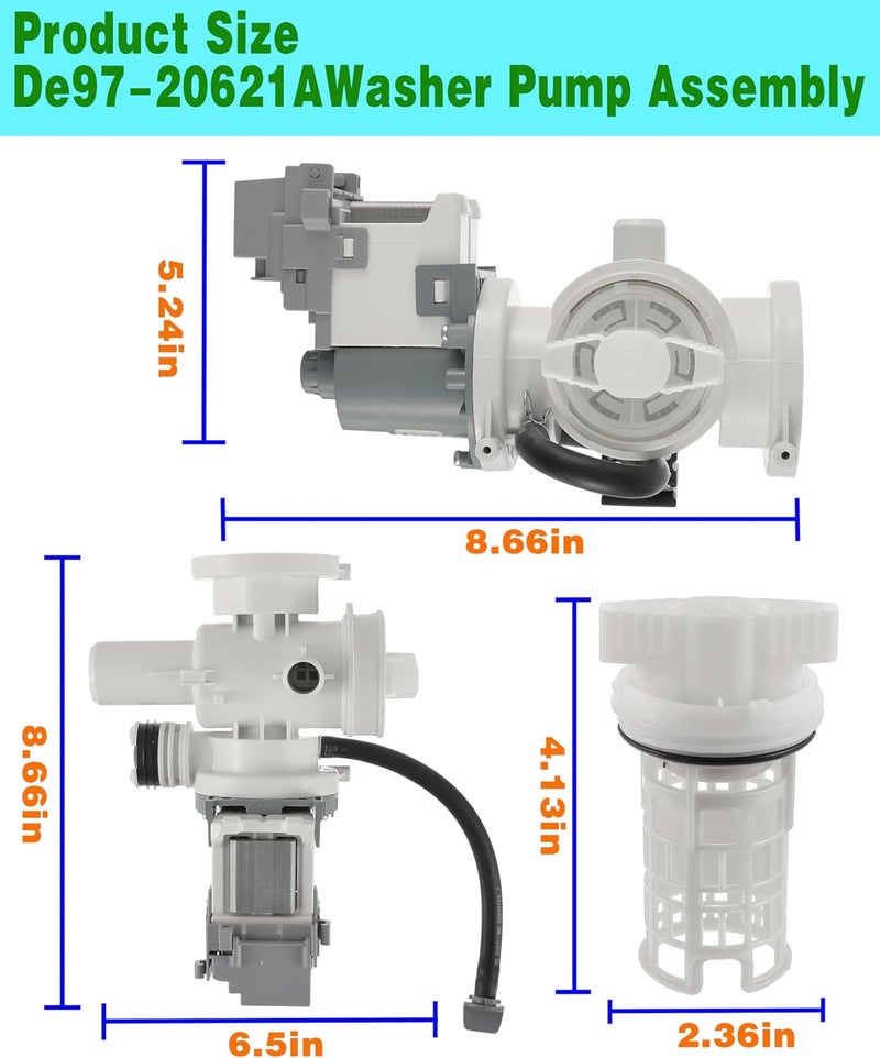 BOSHCHEN (Upgraded) DC97-20621A Washer Pump Assembly Replace DC31-00187A 4959632 AP6807020 PS12592830 EAP12592830 Fit for Samsung Washing Machine Drain Pump Motor - Image 3